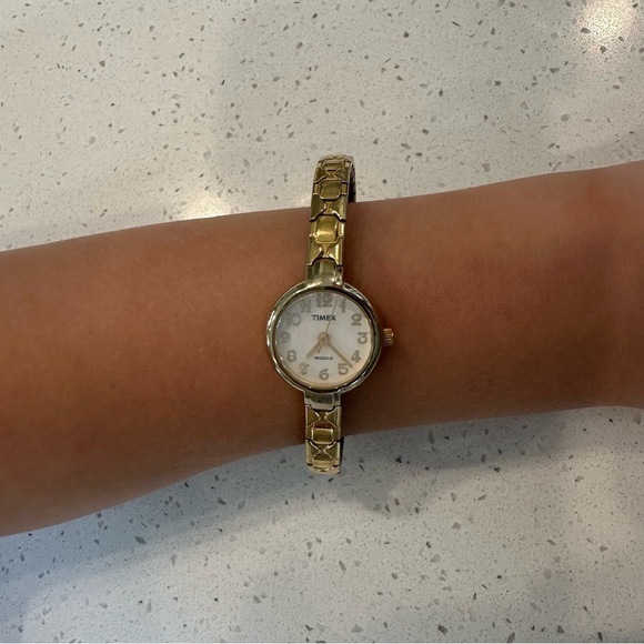 Timex Women's Gold Watch with White Dial - Picture 1 of 4
